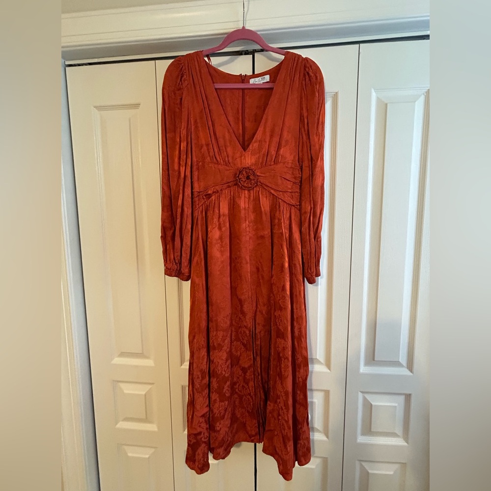 Orange Jacquard Midi Dress - Love, Whit by Whitney Port - Picture 6 of 16